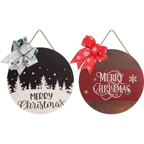 Panneau Porte En Bois - Décor Festif Noël Nouvel An - Diamètre 28 Cm - Pour Porte D'Entrée Porche Intérieur Extérieur - 1 Pièce (1/5)