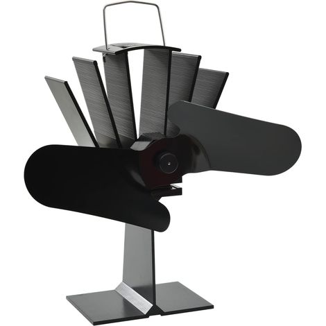 Ofenventilator Wärmebetrieben 2 Blätter Schwarz