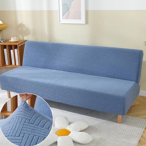 CCYKXA Elastischer Klick-Klack-Sofabezug für 2-/3-Sitzer-Sofas, Plüsch-Wintersofabezug ohne Armlehnen, Universal-Sofabettbezug (120-150 cm, Blau) (1/5)