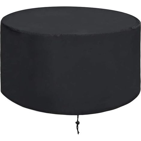 Housse ronde imperméable pour grande table de jardin ronde - Coupe-vent - Anti-UV - Résistante - Oxford 420D - Noir - Diamètre 148 x 60 cm (1/5)