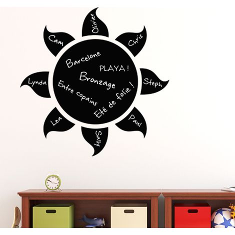 Sticker ardoise tableau noir - stickers muraux adhésif effaçable - DESIGN SOLEIL - 40x40cm (1/3)
