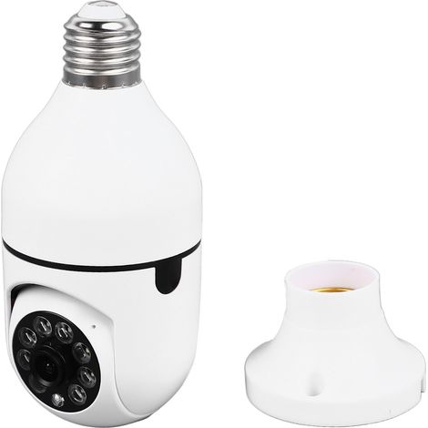 Caméra de sécurité intégrée à une ampoule, sans fil, avec vue panoramique à 360°, communication bidirectionnelle, vision nocturne et résolution de 2 MP. Idéale pour la surveillance de votre domicile. (1/5)