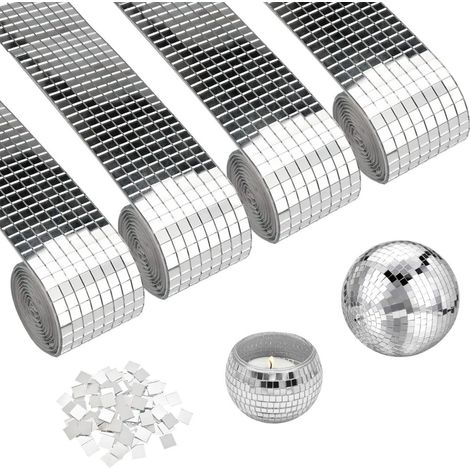 Mosaïque Miroir Auto-Adhésif - 5 x 5 mm - Pour Décoration DIY - Salle De Bain Chambre - 4 Rouleaux