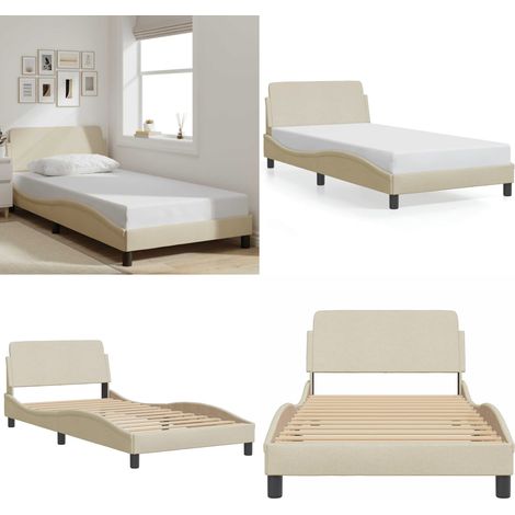 Bettgestell ohne Matratze Creme 100x200 cm Stoff - Bettestel - Doppelbett - Boxspringbetten - Lattenrost - Creme Farbe - Home & Living (1/5)