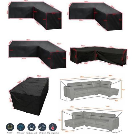 L Shape Furniture Waterproof Cover Outdoor Garden Patio Rattan Sofa Dustproof V Shaped Mold Resistant Cover black 27027090cm (1/4)