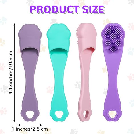 Ensemble de 4 brosses à dents en silicone pour chiens et chats - sans danger pour les aliments, sûres et non toxiques, nettoient facilement les dents, préviennent la mauvaise haleine et l'inflammation (1/4)