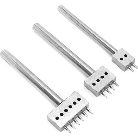 Ensemble de 3 outils de perforation d'espacement pour le bricolage en cuir, perforateur de ceinture (6 mm (2+4+6)) (1/5)
