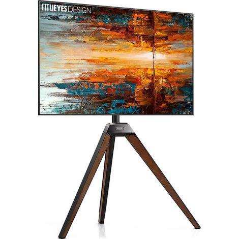Support TV sur Trépied pour Écran de 32 à 65 Pouces Meuble TV Angle Fait en Bois Hauteur Réglable 1150-1300mm Angle Ajustable ±20° VESA 200x200-400x400mm (1/5)