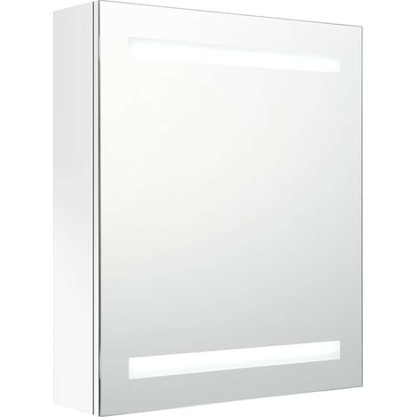 Armadietto Bagno  Mobile da Bagno con Specchio e LED Bianco Lucido 50x14x60 cm (1/5)
