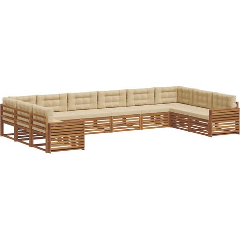 Sofagarnituren 7 Stk. Natur und Beige Massivholz Akazie vidaXL (1/5)