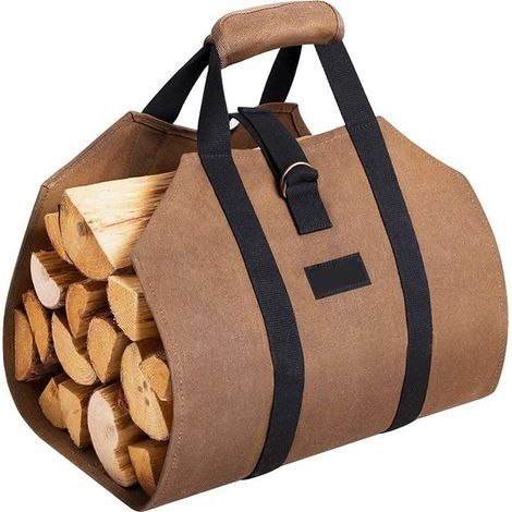99x45, 7cm Toile Sac à bûche Cheminée Sac de chauffage Imperméable Transporteur de bois extérieur rangement pour le bois de avec anti-dérapantes Solide poignées Sangles Porte-bûches marron (1/5)