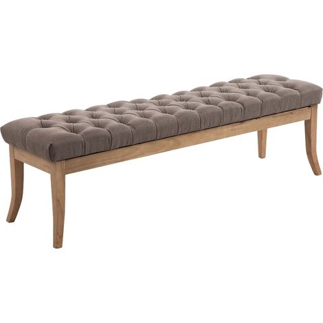 Panca design RAMSES in legno chiaro antico tessuto Tortora 150 cm