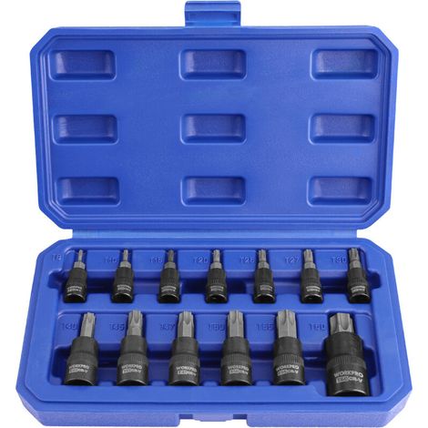 – Coffret cliquet et douilles Torx 13 pièces – Embouts T8-T60 en acier S2 – Douilles en Cr-V 1/4", 3/8" et 1/2" – Boîte de rangement robuste (1/5)