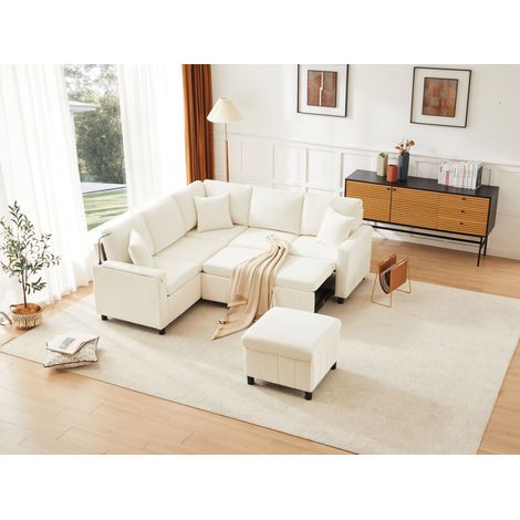 Canapé convertible avec fonction de couchage. Canapé à échelle réglable, avec des pieds pour s’asseoir. Lumière de lecture, prises USB et Type-C. Dimensions : 205×205×85 cm [9907] (1/5)