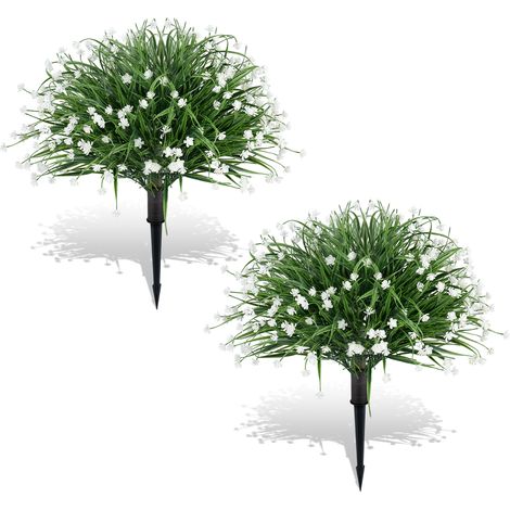 Lot de 2 Arbustes Artificielles, Plantes Fausses Réalistes avec Piquets d’Ancrage, Feuillage Dense, Fleurs de Camélia,Décoration Intérieure/Extérieure (1/5)