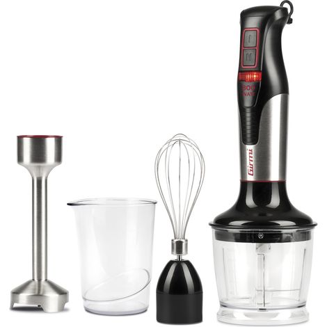 Girmi MX3900 licuadora Batidora de inmersión 800 W Negro, Acero inoxidable, Transparente