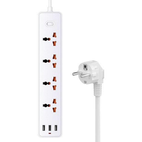 Multiprise USB Tonchean, avec 4 prises + 3 ports USB-A, multiprise de bureau avec interrupteur, câble de 1,2 m, protection contre les surcharges Pro (1/5)