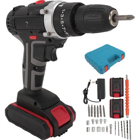Taladro con batería de litio, kit de taladro eléctrico portátil con velocidad ajustable para profesionales y proyectos de bricolaje. (1/5)