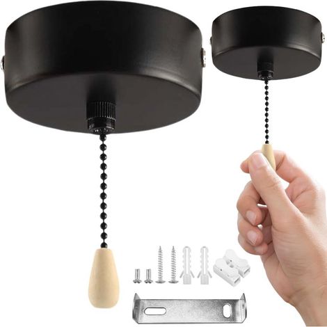 Interrupteur Tirette 150cm - Interrupteur de Plafond à Tirette, Interrupteur Vintage pour Salle de Bain, Interrupteurs à Tirette Universels, Interrupteur Lampe pour luminaire Suspendu au Plafo (1/5)