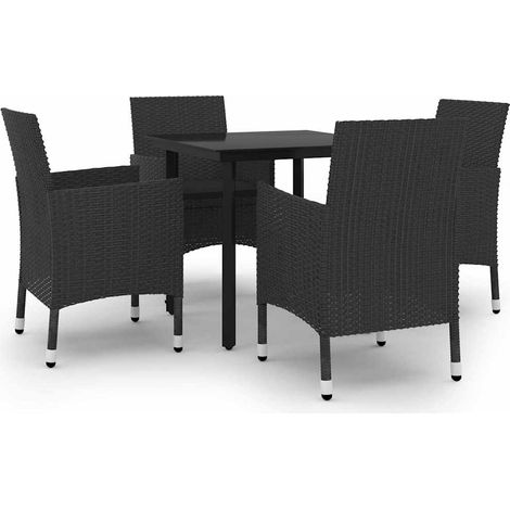 Maison Exclusive - Set da Pranzo da Giardino 5 pz con Cuscini Polyrattan e Vetro (1/5)