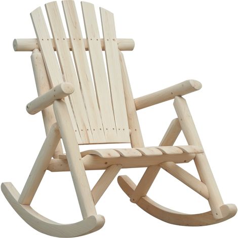 Fauteuil à bascule en bois, avec dossier haut, résistant aux intempéries, supportant jusqu'à 113 kg, idéal pour se détendre au salon, au jardin, sur la pelouse, le balcon ou en pleine nature. (1/3)