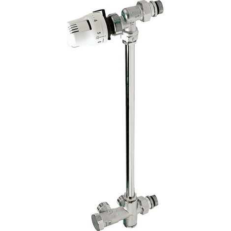 Kit thermostatique répartiteur bitube sortie murale avec robinet équerre inversée 1/2" et tête TTC - THERMADOR ERB16