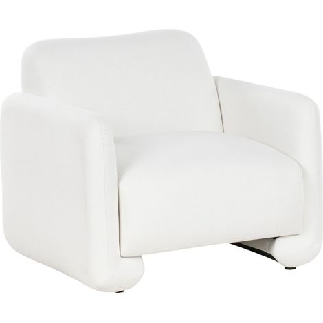 Poltrona in tessuto bianco con ampio schienale e braccioli Saland