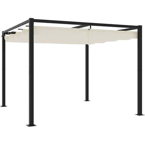 Gartenpavillon mit Ausziehbarem Dach Creme 3x3 m Stahl