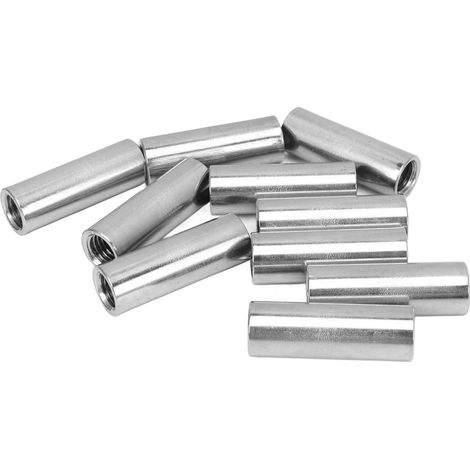 Lot de 10 écrous de raccordement à filetage femelle, connecteurs de tige ronde en acier inoxydable 304, M10x1,5, longueur 40 mm (14 pouces). (1/5)
