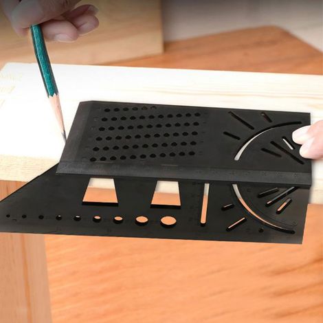 2er-Set Winkelmesser, 3D-Holzmarkierungswerkzeug, Messwerkzeug, Winkelmessung, leicht, schwarz (1/5)