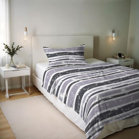 Housse de Couette en Coton et Fibres recyclées, lit Simple, modèle : oka, confectionné en Italie, Twin (1/5)