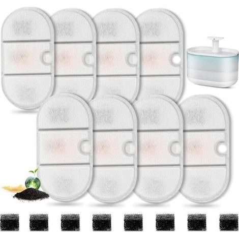 Set mit 8 Katzenbrunnenfiltern (inkl. 8 Schwämmen), Ersatzfilter für Trinkbrunnen (1/5)