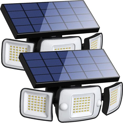 Lampe Solaire Exterieur 6000mAh Lumière Solaire Extérieure avec Détecteur de Mouvement 1200LM IP65 Eclairage Exerieur Solaire Projecteur LED de Sécurité Eclairage Mural d'extérieur (1/5)