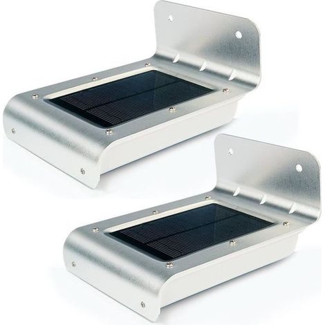 2x Lampe Solaire Extérieure avec Détecteur de Mouvement, 16 LED Haute Luminosité, IP65 Aluminium pour Jardin et Mur (1/4)
