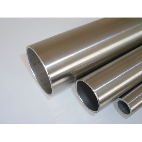 Tube rond en acier inoxydable B&T Metall, finition rectifiée, Ø 33,7 x 2 mm (1 1/4"), longueur env. 1,5 m Tube structurel K240 1.4301, soudé longitudinalement, profil creux
