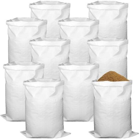 10 Rubble Bags 55 x 95 cm 55Kg, Durable Woven Polypropylene Canvas, Construction Bags, Garden Waste, Sand, Reusable (1/5)