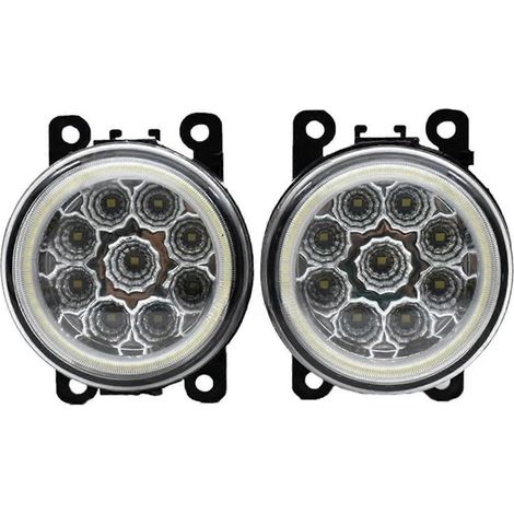 Kompatibel mit Range Rover Sport L322 (2005–2013) und Discovery 4 (2009–2016): LED-Nebelscheinwerfer + Angel Eyes (Farbe: 9 Perlen – Angel Eyes)
