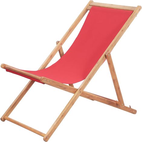 Strandstuhl Klappbar Stoff und Massivholz Rot vidaXL