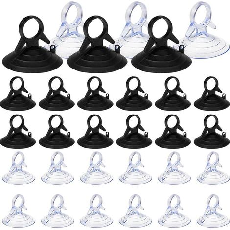 30 Pieces Sun Visor Suction Cup, 45mm Suction Cup Without Hooks Suction Cup, PVC Suction Cups Mini Transparent and Black Suction Cup, Suction Cup for Window (1/5)