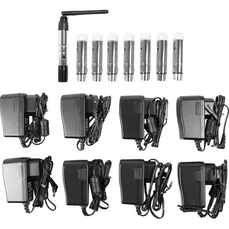 Sistema de control de iluminación inalámbrico DMX512, 1 transmisor, 7 receptores, negro. (1/2)