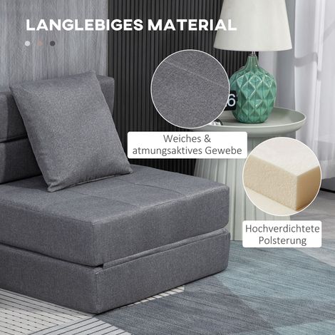 Canapé-lit relax fauteuil convertible invité, housse amovible, 70x70x61 cm, gris foncé (1/4)