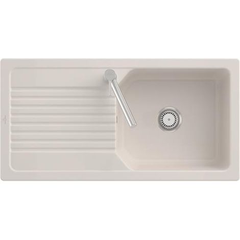 Évier VB SP Linara 60 Flat 980x490mm avec égouttoir et cuve en céramique intégrée Crema cplus