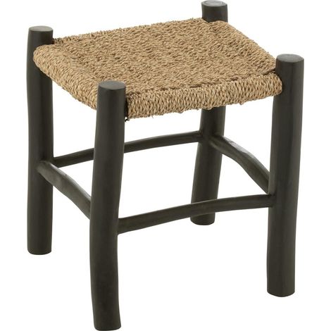 Tabouret en Teck "Weldon" 45cm Naturel & Noir