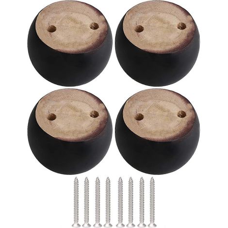 Schwarze, runde Sofabeine (8 x 5 cm) mit Schrauben, Möbelbeschläge für Schränke, 4er-Pack