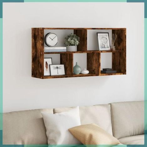 Étagère murale - 853276 - chêne fumé - 100 x 25 x 50 cm - bois d'ingénierie, charge 20 kg (1/5)