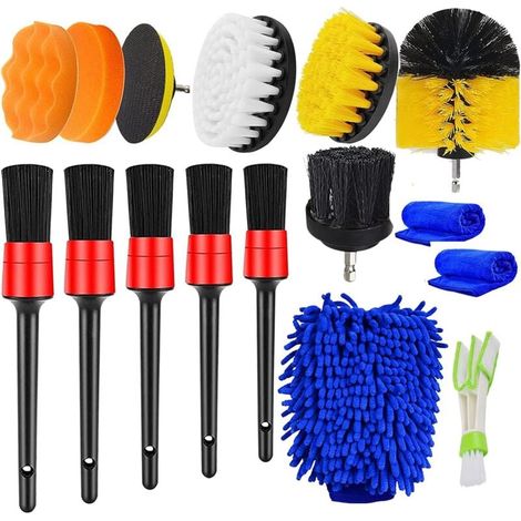 Car Cleaning Brush Set, 16pcs Professional Car Cleaning Set, Drill Brush with Car Detailing Brush MUMU (1/4)