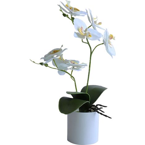 Orchidea bonsai decorativa in seta dall'aspetto realistico, fiori artificiali con vaso, composizioni floreali artificiali per la casa, resistenti all'usura e non sbiadiscono, imitazione di orchidea bo