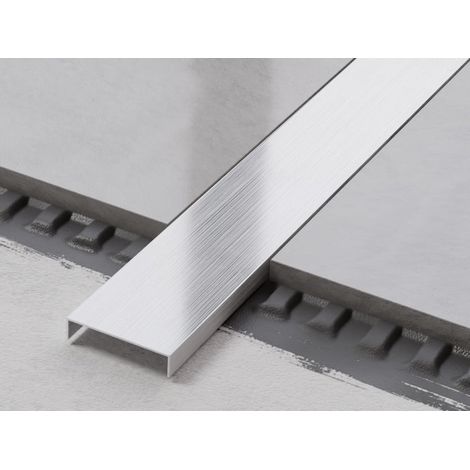 Acier inoxydable U-profil de connexion au sol pour carreaux 4cm x 244cm - argent satiné
