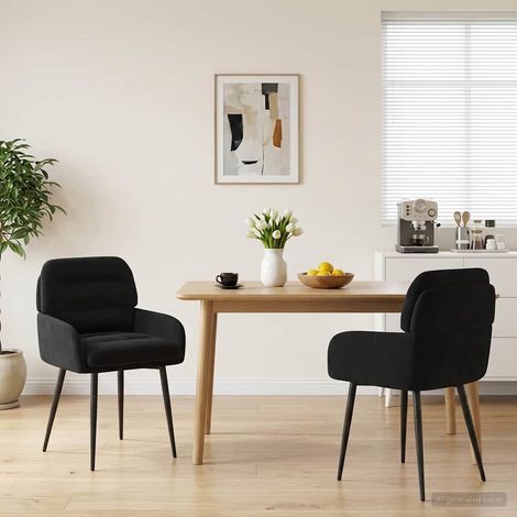 Sedie da pranzo 2 pz Velluto Nero 59 x 59,5 x 90 cm vidaXL (1/5)