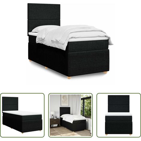 vidaXL Matelas à ressorts ensachés - Sommier à lattes de lit avec matelas Noir 100x200 cm Tissu (1/5)